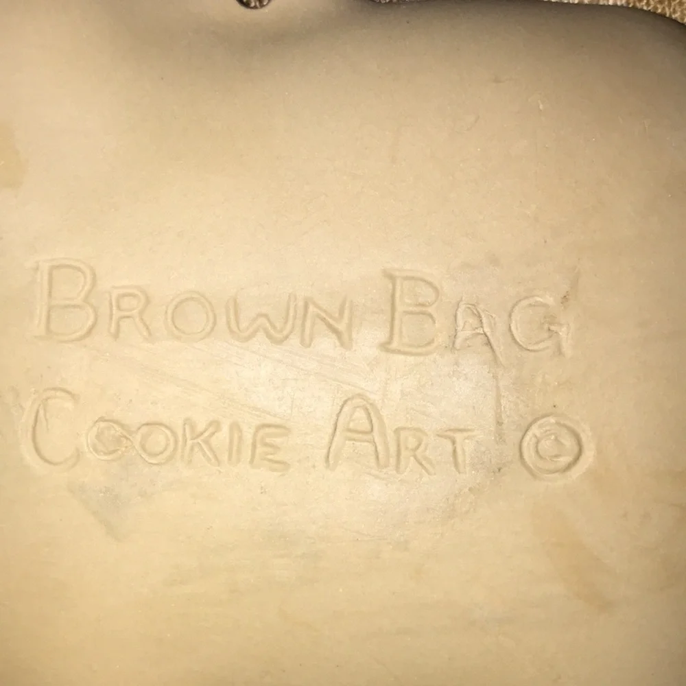 Pig Brown Bag Cookie Art stoneware mold kitchen display vintage Y2K 90s